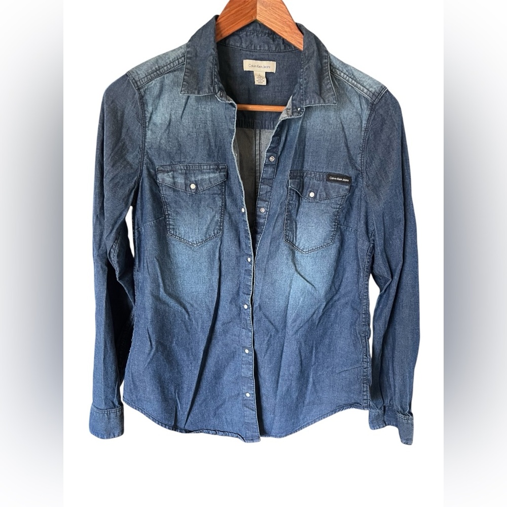 Calvin Klein Blue Denim Top